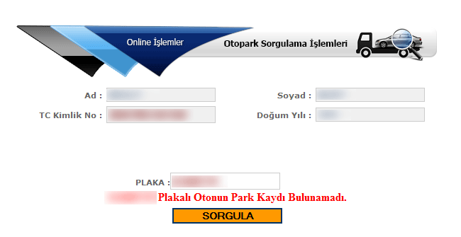 Otoparka Çekilen Araç Sorgulama